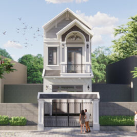 Nhà phố 2 tầng phong cách Tân Cổ Điển đơn giản, sang trọng - Nam Định